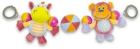 Detská plyšová hrkálka do kočíka Baby Mix hrošík a opička