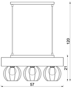 Luster na lanku MENTON 3xE27/15W/230V čierna/hnedá/dub