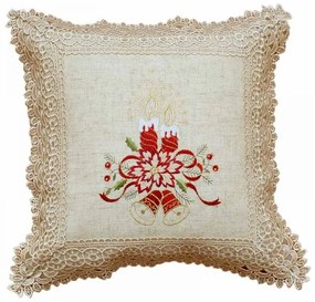 Vianočná vankúšová obliečka s čipkou 40x40 cm