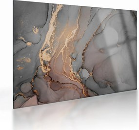 Sklenený obraz  - Šedo-zlatý mramor (70x50 cm)