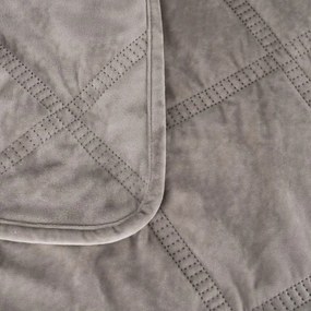 Sivý zamatový prešívaný pléd 230x260 cm – Ixia