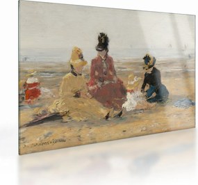 Sklenený obraz - Eugène Boudin, On the Beach, Trouville, reprodukcia (70x50 cm)