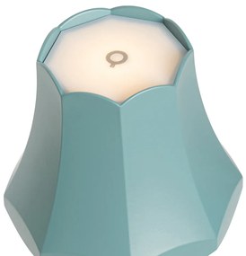 Retro stolná lampa minerálna modrá nabíjateľná IP44 - Granny