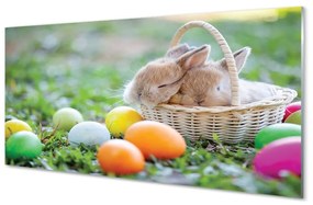 Sklenený obraz králiky vajcia 125x50 cm