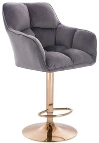 LuxuryForm DESIGN Barová stolička AMALFI VELUR na zlatom tanieri - tmavo šedá