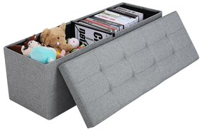 SONGMICS Úložný sedací box čalúnený skladací 110x38 cm sivý