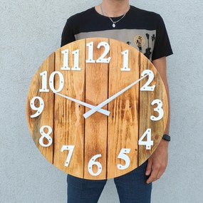 Dřevěné nástěnné hodiny Patron Paleta 49 cm hnědé/bílé