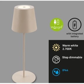 Briloner 7508011 - LED Stm. nabíjacia stolná lampa LED/2,5W/5V IP44 béžová
