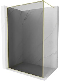 Mexen Kioto-XF, sprchová zástena s rámom 140 x 202 cm, 10mm šedé sklo, zlatý matný profil, 800-140-104-55-40-X