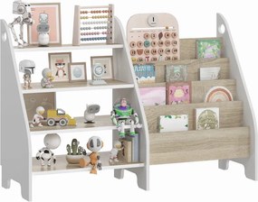 Praktický regál Montessori 2v1 pre deti - sonoma + biela