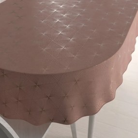 Biante Veľký zamatový oválny obrus Isabela IBL-009 Rose Gold trojuholníky na staroružovom 180x220 cm