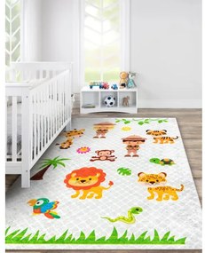 JUNIOR 52104.801 umývací koberec Safari, zvieratá pre deti protišmykový - sivá Veľkosť: 120x170 cm