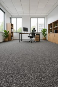 Timzo, Koberec metráž Mammut 8028 charcoal, na mieru, šíře 4m, šedá, ab (mriežka), chodba / predsieň