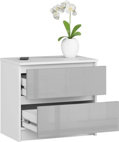 Komoda Liv 60 cm biela/sivá lesklá