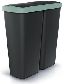 Odpadkový kôš DUO čierny, 50 l, zelená / čierna