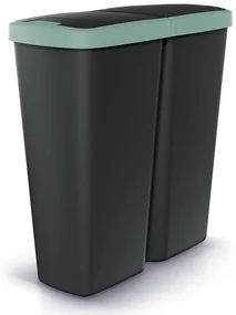 Odpadkový kôš DUO čierny, 50 l, zelená / čierna