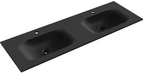 Mexen Vela, dvojité umývadlo zapustené do dosky, 141 × 46,5 cm, čierna matná, 25231471D
