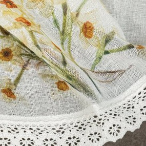 Dekorstudio Kuchynská záclonka FLORA zdobená kvetinovou potlačou a čipkou 150 x 30 cm