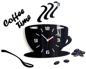 Nástenné hodiny DIY, Coffee Time Black, 64x43cm