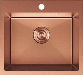 Mexen Solix, 1-komorový nerezový drez 500 x 450 mm, brúsená meď, 6402501000-65
