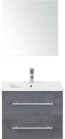 Kúpeľňový nábytkový set Sanox Stretto farba čela betón antracitovo sivá ŠxVxH 61 x 170 x 39 cm s keramickým umývadlom a zrkadlovou skrinkou