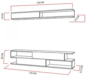 Obývacia stena Sims biela/čierna