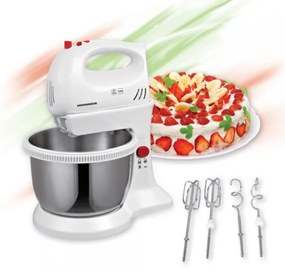 Heinner HMBR-300W - Ručný šľahač s otočnou miskou 300W/230V biely
