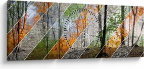 Obraz - Striedanie ročných období (s hodinami) (90x30 cm)