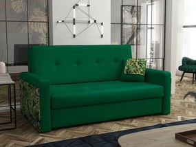 Rozkladacia pohovka Carivia Mel III (tmavozelená + vzor jungle) (s úl. priestorom). Vlastná spoľahlivá doprava až k Vám domov. 1105503