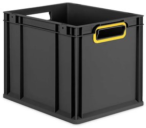 Sada 4 kusov - Eurobox Next Gen 2.0 Cycle - Stohovateľný kontajner s otvorenými rukoväťami - Žltý - 400 x 300 x 320 mm - Antracit