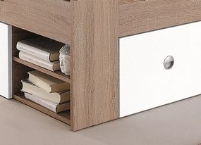 Posteľ s nočnými stolíkmi Stefan 140x200 cm, dub sonoma/biela