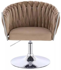 LuxuryForm DESIGN Stolička NORDEN VELUR na striebornom tanieri - latte