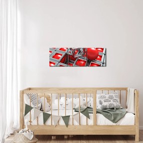 Obraz - 3D metalická abstrakcia (s hodinami) (90x30 cm)
