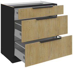 Dolná kuchynská skrinka Carminia 80 D 3S BB PREMIUM BOX (dub cremona + čierna). Akcia -21%. Vlastná spoľahlivá doprava až k Vám domov. 1127979