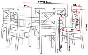 Jedálenský set (pre 6 osôb) Amici AL43 (dub artisan + čierna + svetlobéžová). Vlastná spoľahlivá doprava až k Vám domov. 1121743