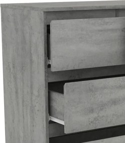 Komoda s 5 zásuvkami Carlos, šedý betón, 75 cm