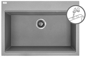 Laveo Tau, 1-komorový granitový drez 700x500x215 mm, šedá, LAV-SBT_5107