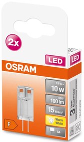 LED žiarovka G4 s päticou 0,9W = 10W 100lm 2700K Warm 320° OSRAM 2PAK