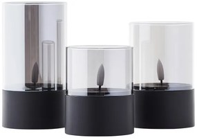 Brilliant - SADA 3x LED sviečok BOUGIE LED/2xAA IP44 čierna/dymová