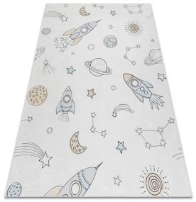 BAMBINO 1278 umývací koberec Vesmír, raketa pre deti protišmykový - krém Veľkosť: 160x220 cm