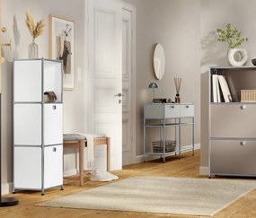 Kovová komoda »CN3 Slim Line« s 2 výklopnými priečinkami, biela