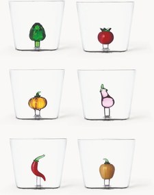 Ručne vyrobené poháre z borosilikátového skla Vegetables, 6 ks