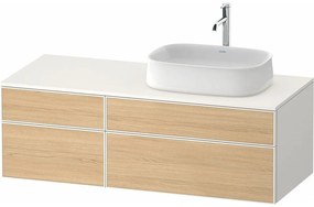 DURAVIT Zencha závesná skrinka pod umývadlo na dosku (umývadlo vpravo), 4 zásuvky, 1300 x 550 x 442 mm, dub prírodný/biela super matná, ZE4827030840000