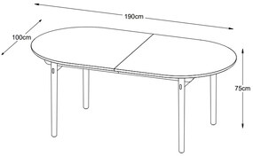 Dizajnový jedálenský stôl Wally 190 - 235cm prírodný dub
