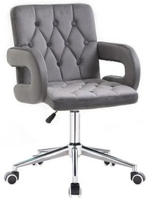 LuxuryForm DESIGN Stolička BOSTON VELUR na striebornej podstave s kolieskami - sivá