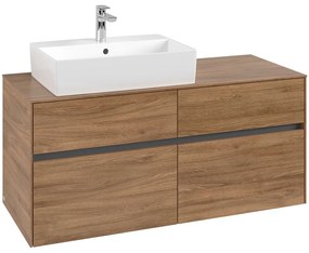 VILLEROY &amp; BOCH Collaro závesná skrinka pod umývadlo na dosku (umývadlo vľavo), 4 zásuvky, 1200 x 500 x 548 mm, Oak Kansas, C12900RH