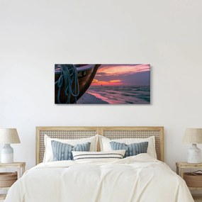 Obraz loďky na brehu (120x50 cm)