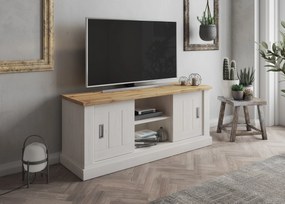 TV stolík PROVENS 145cm biela borovica + dub wotan