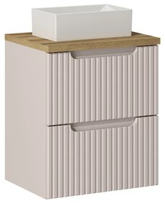 Závesná skrinka Nova Cashmere Gaja II s doskou a umývadlom 50 cm kašmírová/dub evoke