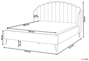 Zamatová posteľ 140 x 200 cm sivobéžová AMBILLOU Beliani